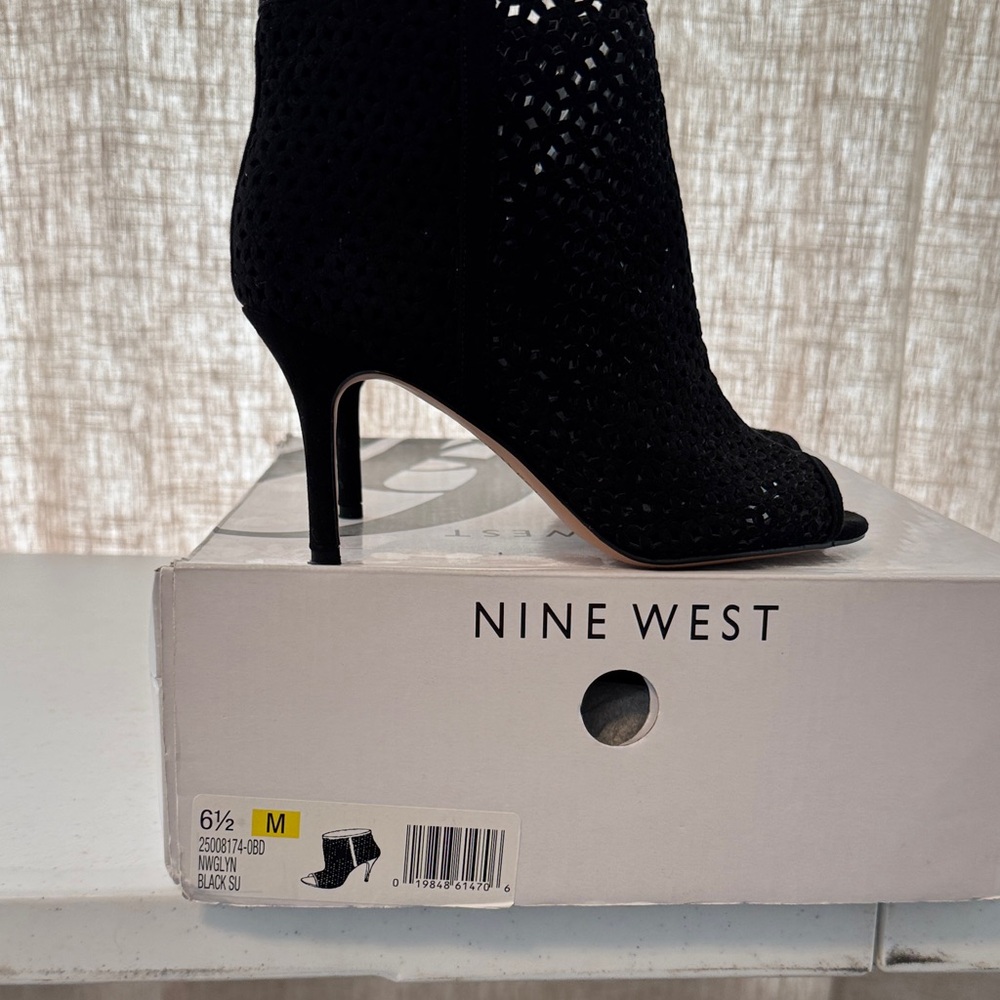 Nine West Black Peep-Toe Heeled Boots